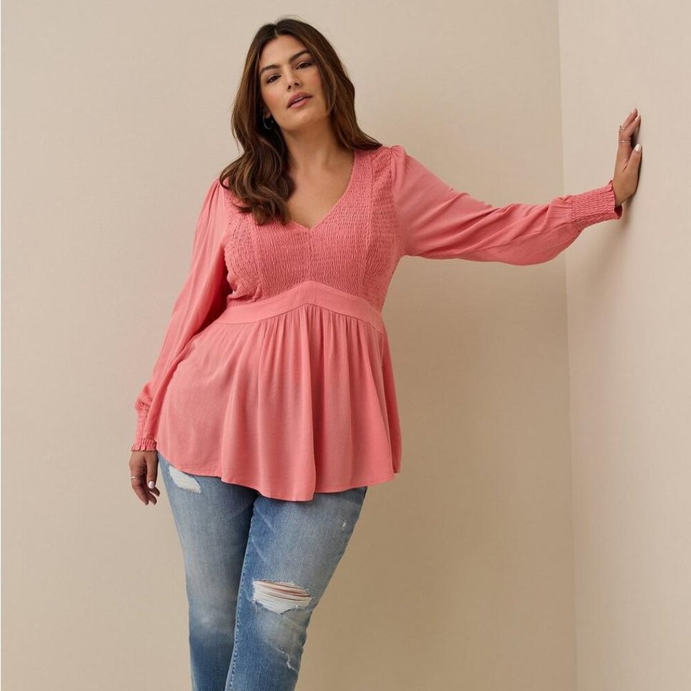 Pink Babydoll Crinkle Gauze Smocked Top Size 1 NEW with tags